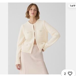 J.Crew Odette Sweater Lady Jacket with Jewel Buttons Size Large BV762